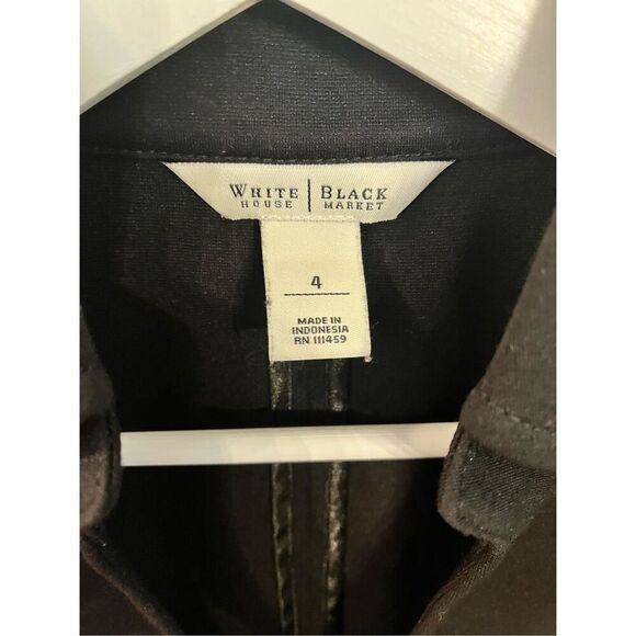 WHBM Black Jersey Knit Zipper Sleeve Military Jacket sz 4 EUC - Picture 4 of 8